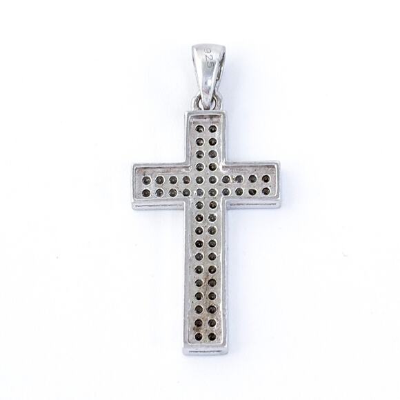 Vintage Sterling Silver 925 Cubic Zirconia Cross Pendant - Picture 4 of 7